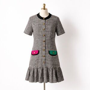 Jessica Howard Black and White Checkered Mini Dress